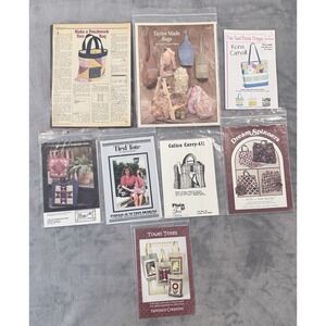 Lot 8 Vintage Sewing Patterns Tote Bags Purses Satchel Quilted Handbags Lot